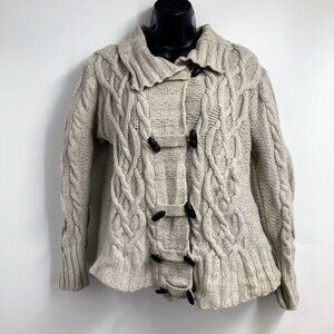 Aran Crafts Women's 100% Merino Wool Button‎ Front Long Sleeve Cardigan Size S
